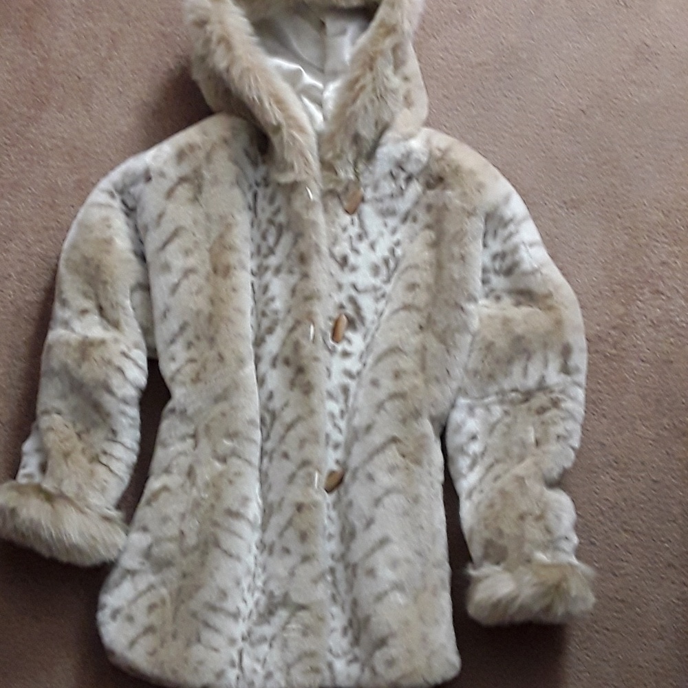 Coldwater Creek Plush Faux Fur Hooded Coat